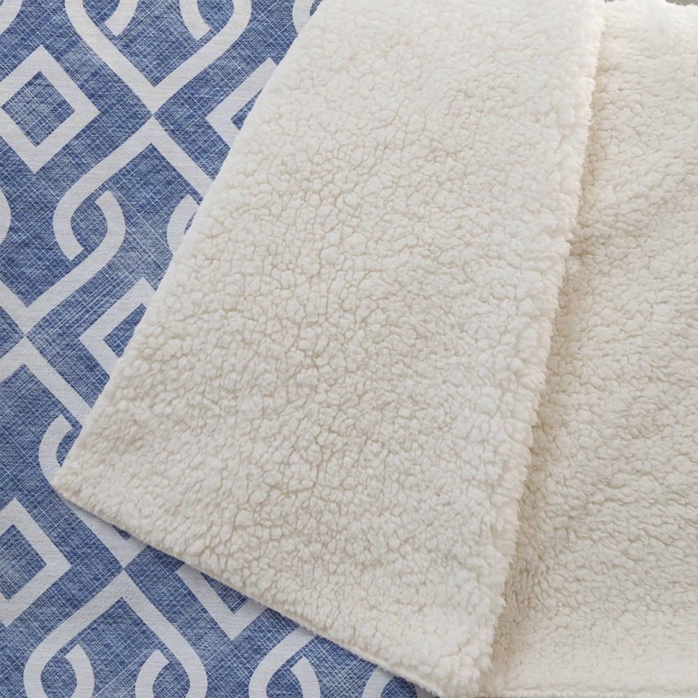 Premium Machine Washable ASB621 Blue 50" x 70" Sherpa Throw Blanket. Picture 2