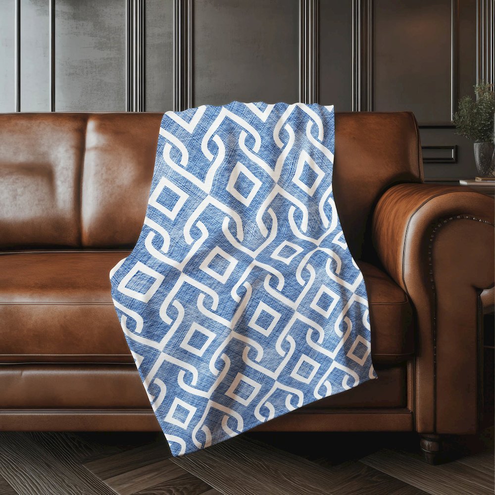 Premium Machine Washable ASB621 Blue 50" x 70" Sherpa Throw Blanket. Picture 4