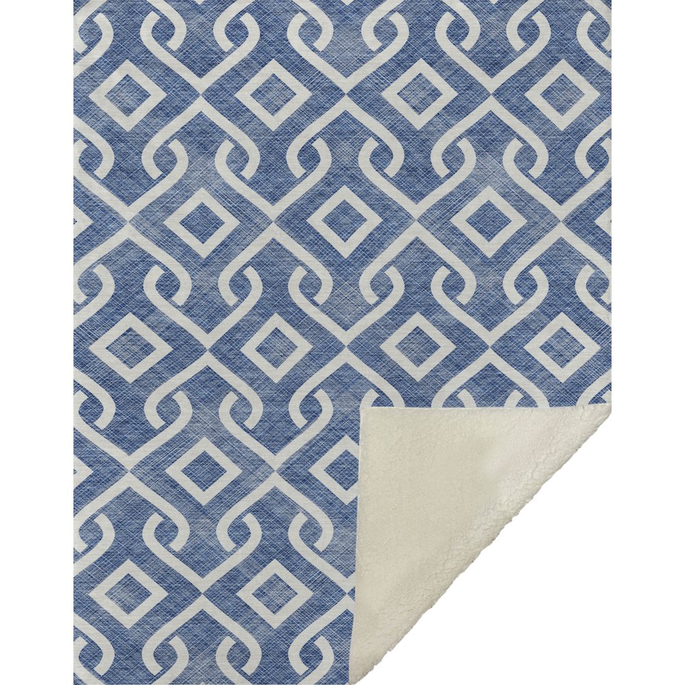 Premium Machine Washable ASB621 Blue 50" x 70" Sherpa Throw Blanket. Picture 1