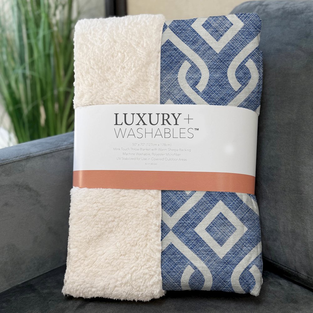 Premium Machine Washable ASB621 Blue 50" x 70" Sherpa Throw Blanket. Picture 3