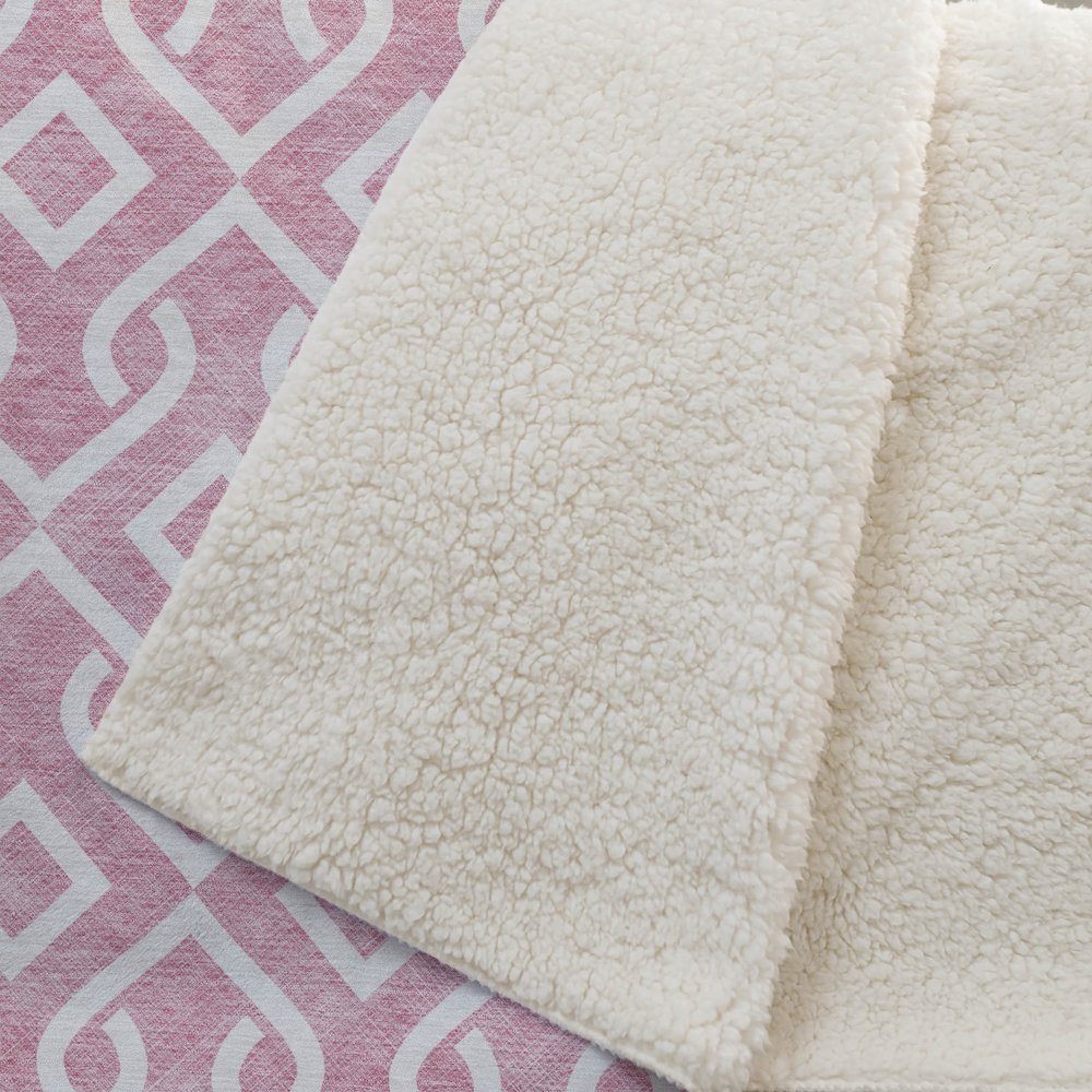 Premium Machine Washable ASB621 Blush 50" x 70" Sherpa Throw Blanket. Picture 2