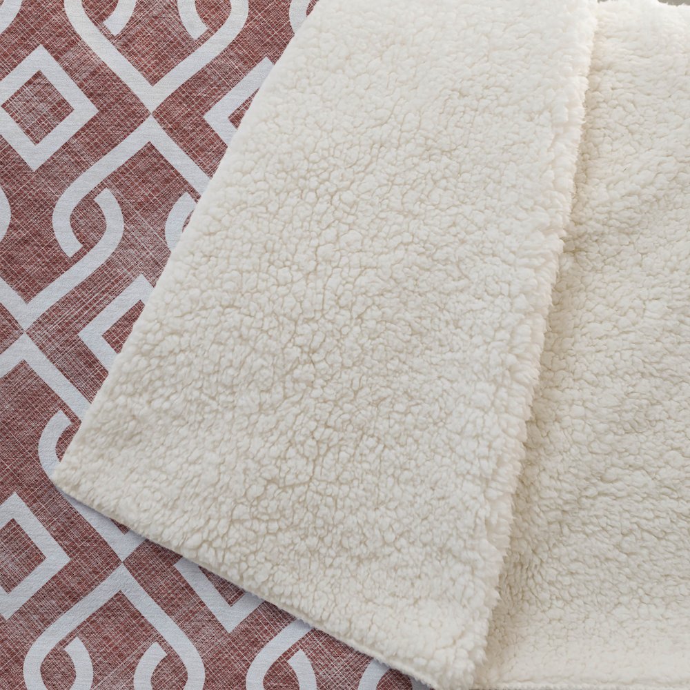 Premium Machine Washable ASB621 Burgundy 50" x 70" Sherpa Throw Blanket. Picture 2