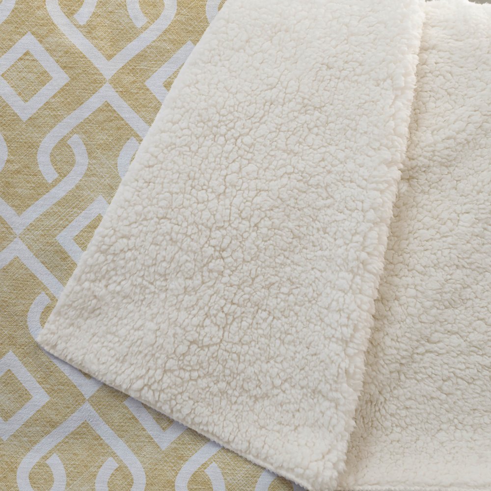 Premium Machine Washable ASB621 Gold 50" x 70" Sherpa Throw Blanket. Picture 2