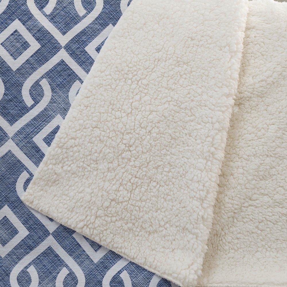Premium Machine Washable ASB621 Navy 50" x 70" Sherpa Throw Blanket. Picture 2