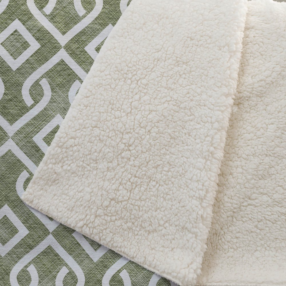 Premium Machine Washable ASB621 Olive 50" x 70" Sherpa Throw Blanket. Picture 2