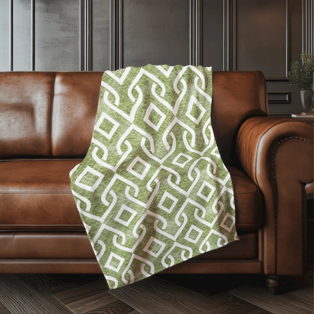 Premium Machine Washable ASB621 Olive 50" x 70" Sherpa Throw Blanket. Picture 4