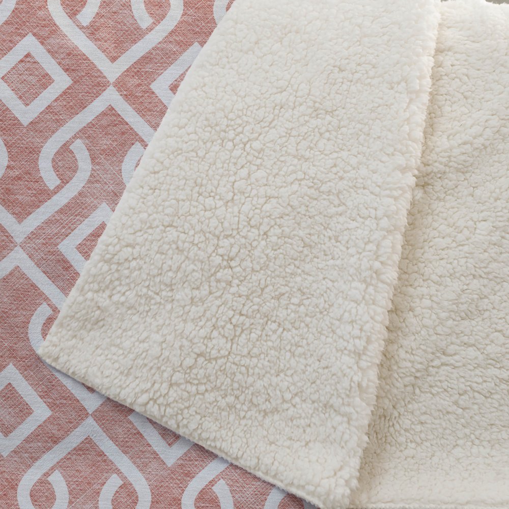 Premium Machine Washable ASB621 Salmon 50" x 70" Sherpa Throw Blanket. Picture 2