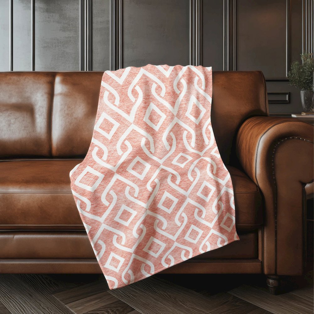 Premium Machine Washable ASB621 Salmon 50" x 70" Sherpa Throw Blanket. Picture 4