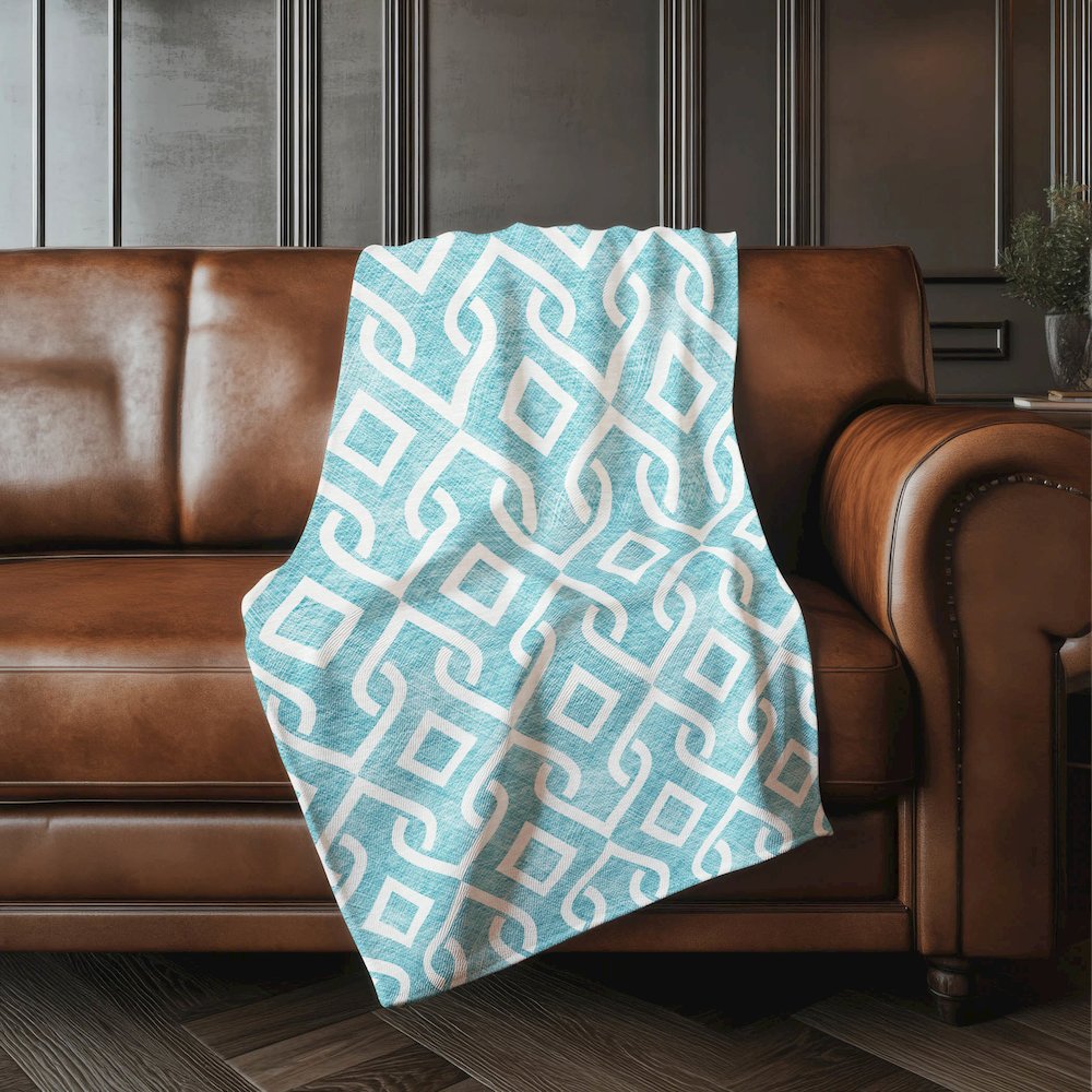 Premium Machine Washable ASB621 Teal 50" x 70" Sherpa Throw Blanket. Picture 4