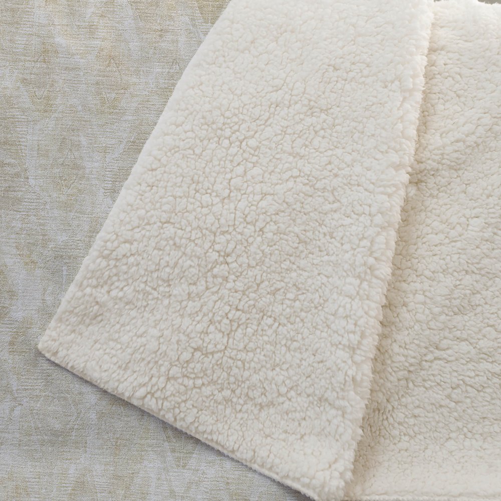 Premium Machine Washable ASB622 Beige 50" x 70" Sherpa Throw Blanket. Picture 2