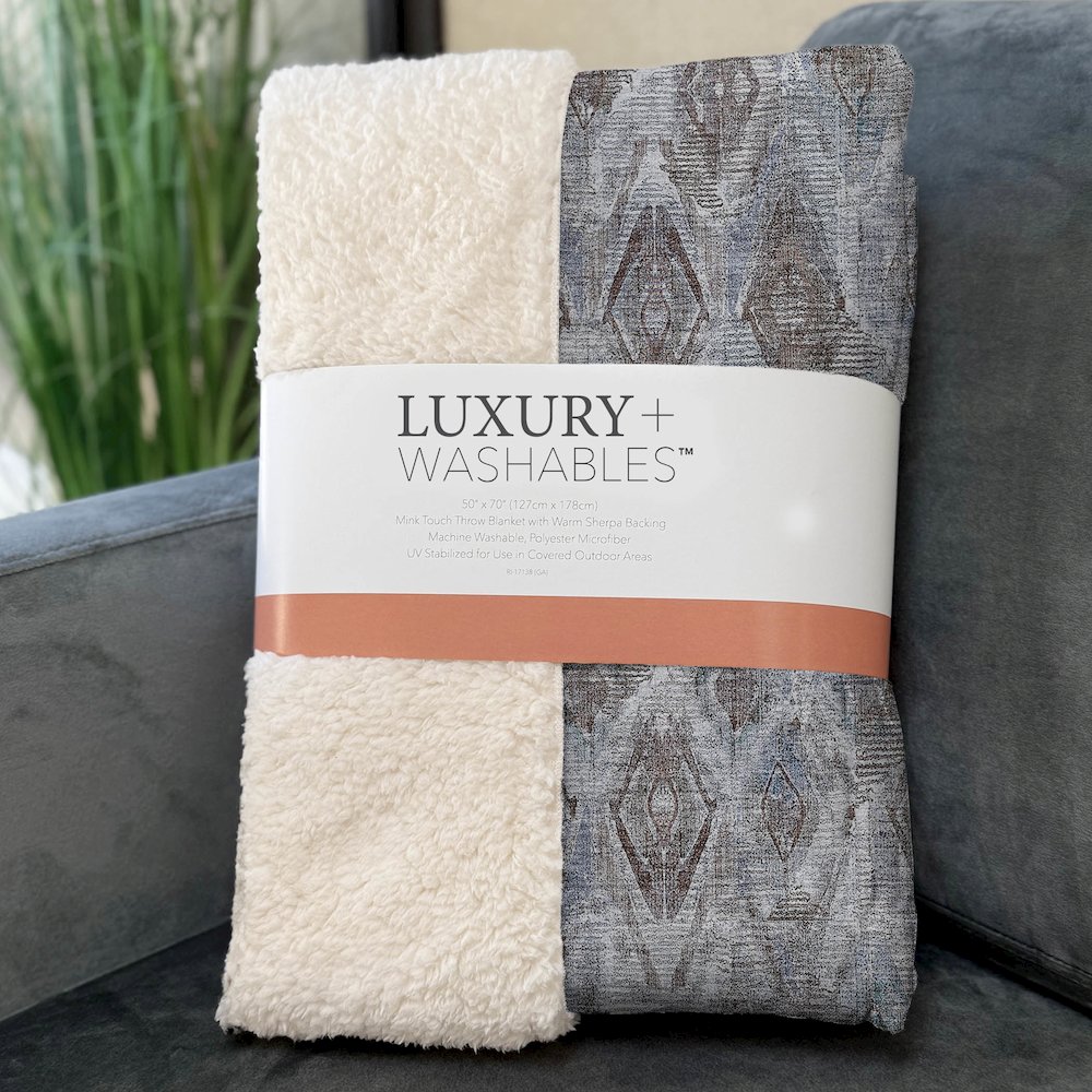 Premium Machine Washable ASB622 Blue 50" x 70" Sherpa Throw Blanket. Picture 3