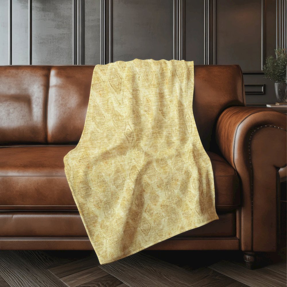 Premium Machine Washable ASB622 Gold 50" x 70" Sherpa Throw Blanket. Picture 4