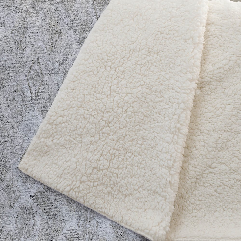 Premium Machine Washable ASB622 Silver 50" x 70" Sherpa Throw Blanket. Picture 2
