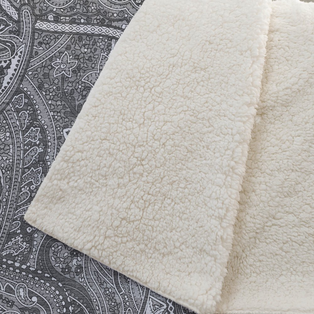 Premium Machine Washable ASB623 Gray 50" x 70" Sherpa Throw Blanket. Picture 2