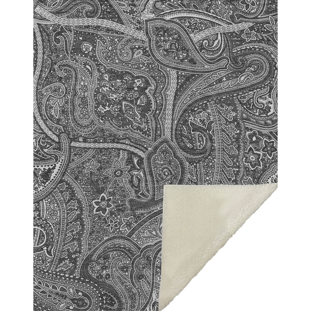 Premium Machine Washable ASB623 Gray 50" x 70" Sherpa Throw Blanket. Picture 1