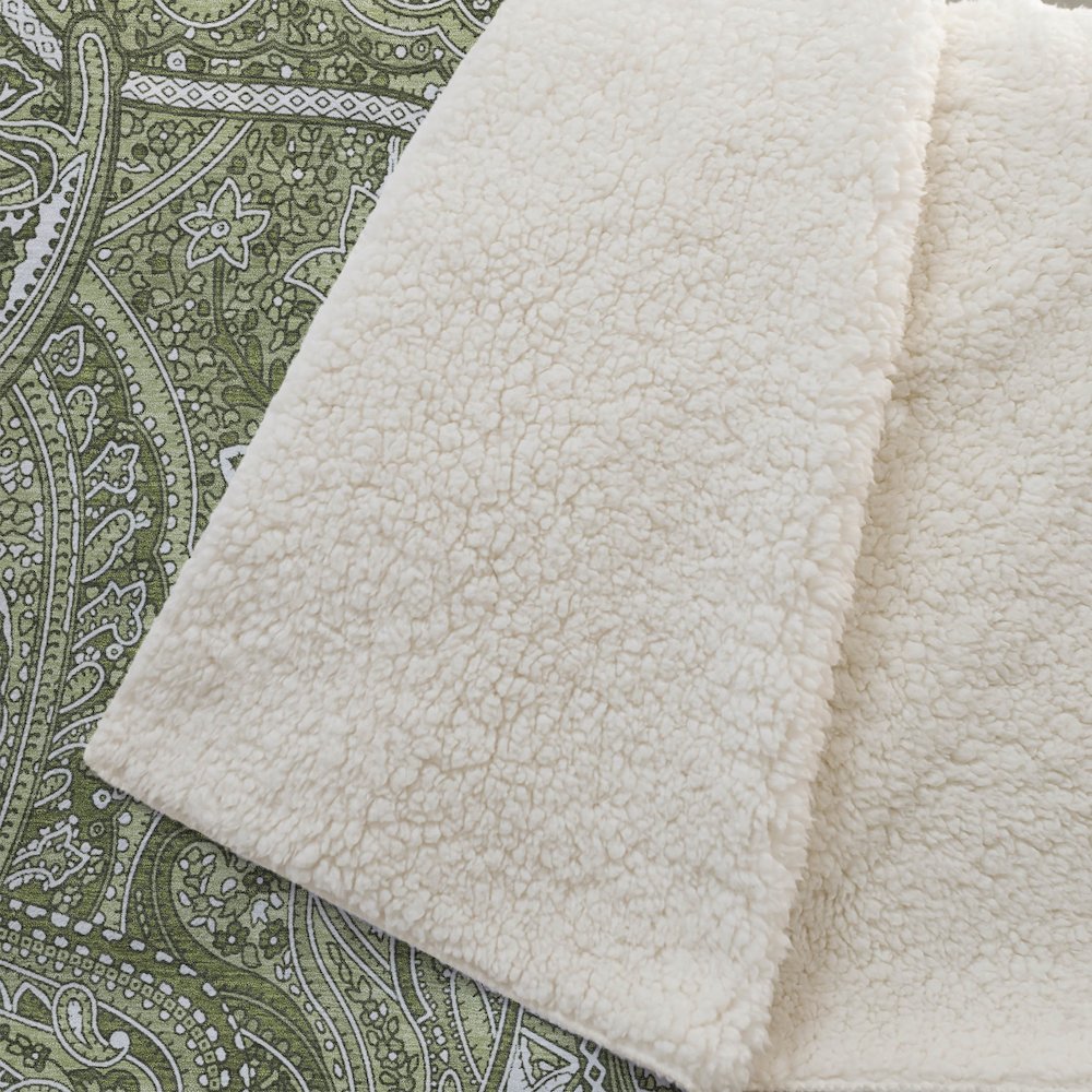 Premium Machine Washable ASB623 Green 50" x 70" Sherpa Throw Blanket. Picture 2