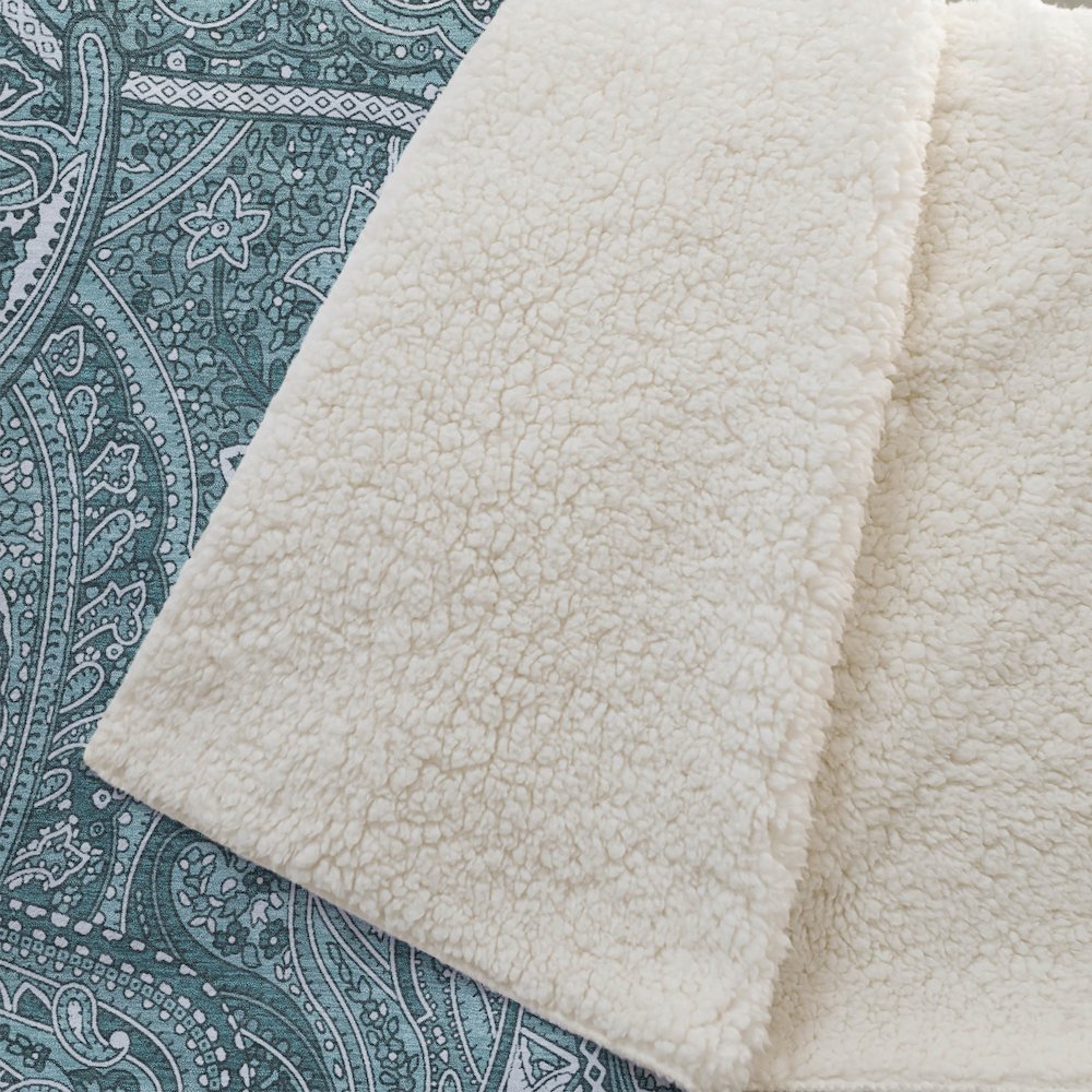 Premium Machine Washable ASB623 Teal 50" x 70" Sherpa Throw Blanket. Picture 2