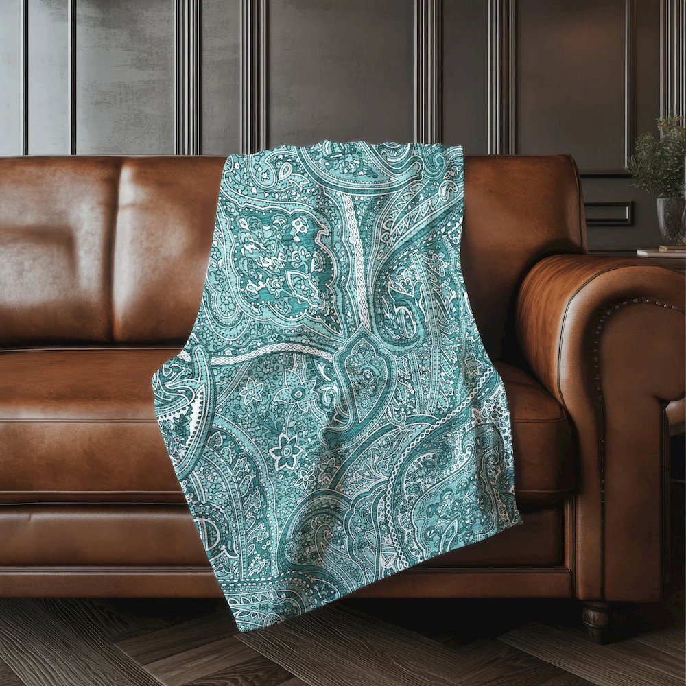 Premium Machine Washable ASB623 Teal 50" x 70" Sherpa Throw Blanket. Picture 4