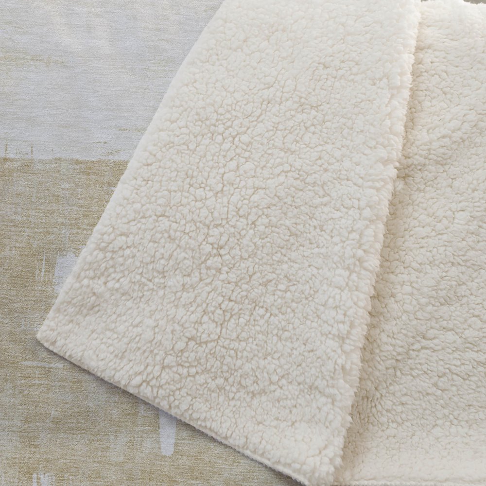 Premium Machine Washable ASB624 Beige 50" x 70" Sherpa Throw Blanket. Picture 2