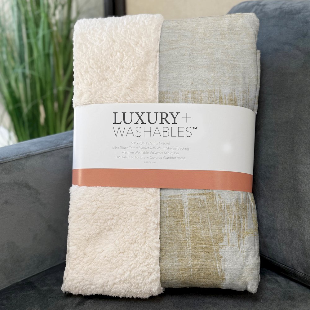 Premium Machine Washable ASB624 Beige 50" x 70" Sherpa Throw Blanket. Picture 3