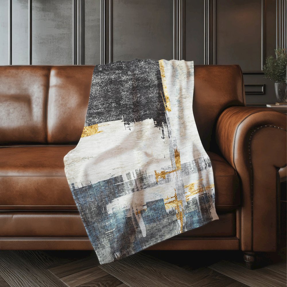 Premium Machine Washable ASB624 Charcoal 50" x 70" Sherpa Throw Blanket. Picture 4