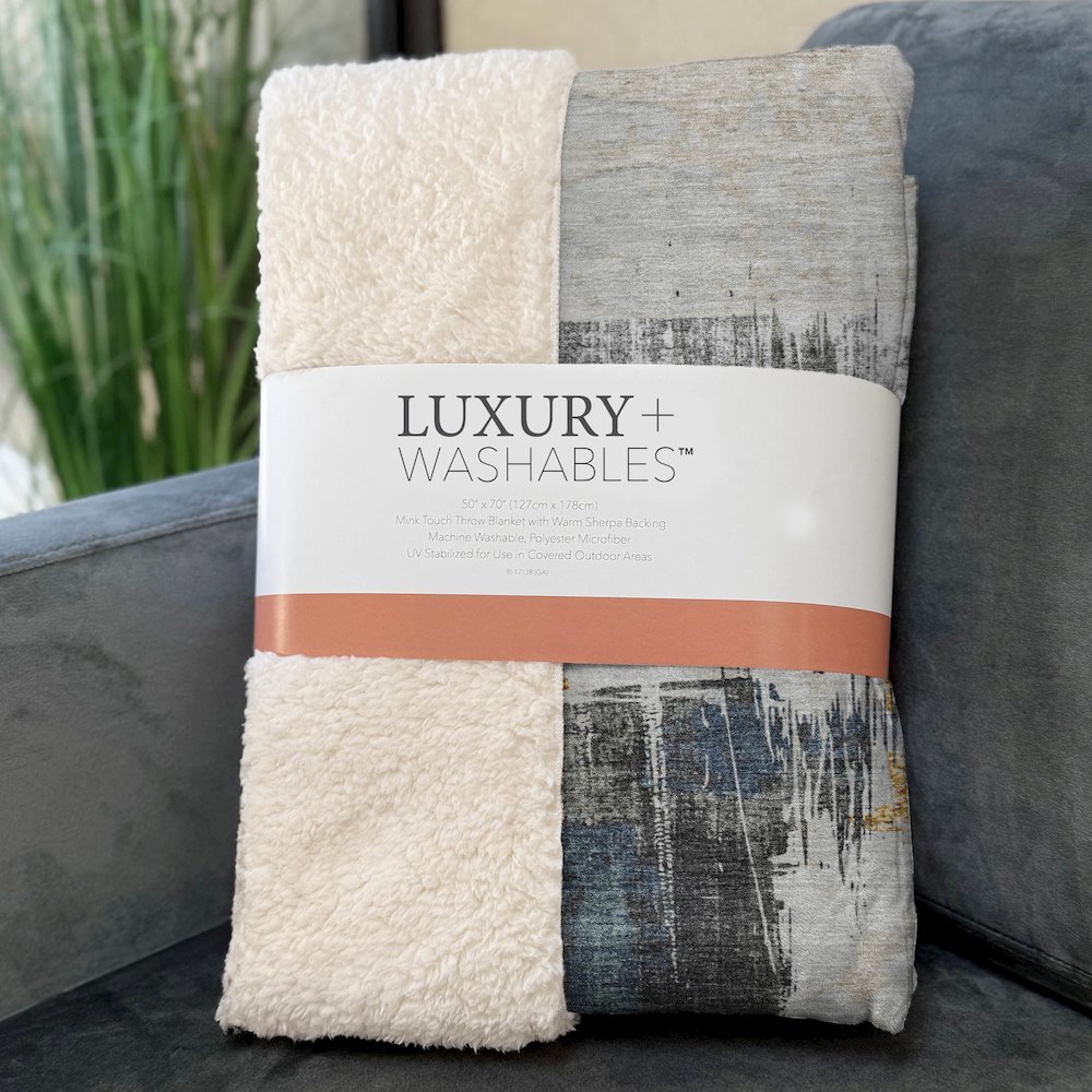 Premium Machine Washable ASB624 Charcoal 50" x 70" Sherpa Throw Blanket. Picture 3