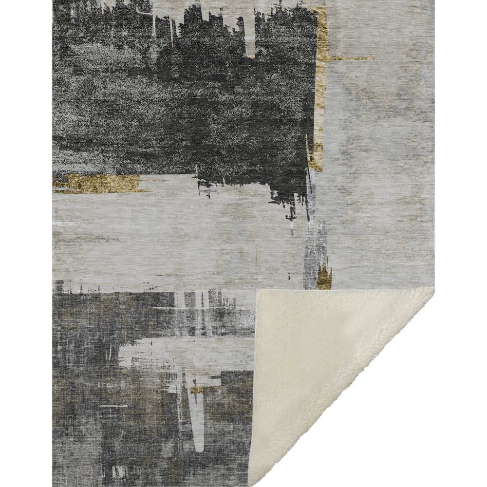 Premium Machine Washable ASB624 Gray 50" x 70" Sherpa Throw Blanket. Picture 1