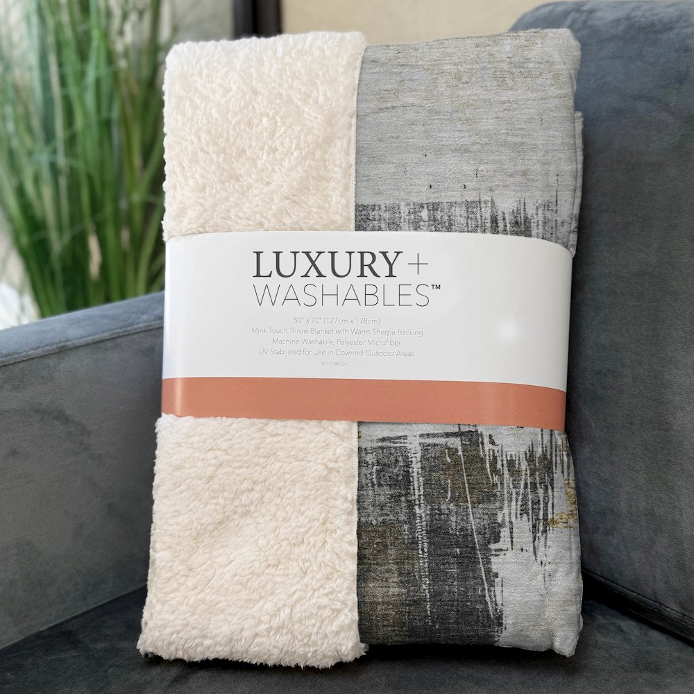 Premium Machine Washable ASB624 Gray 50" x 70" Sherpa Throw Blanket. Picture 3
