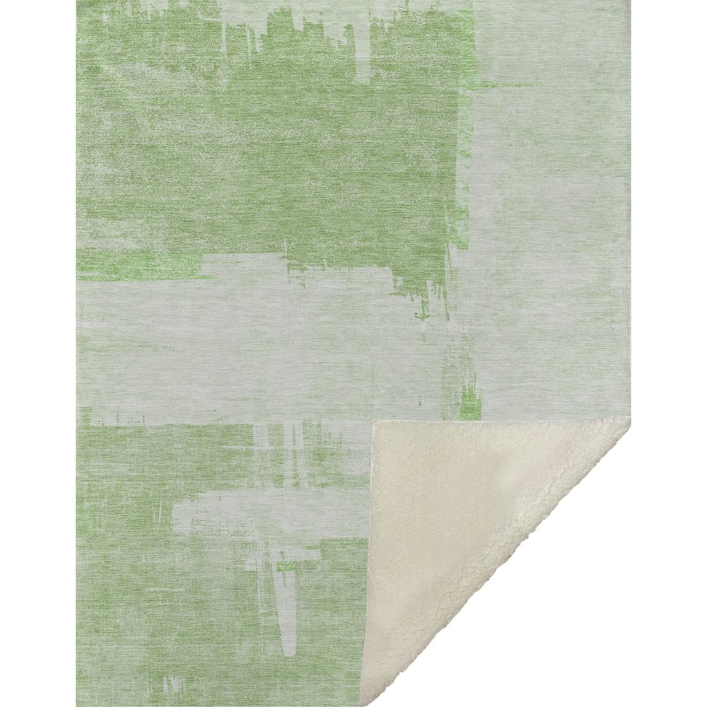 Premium Machine Washable ASB624 Green 50" x 70" Sherpa Throw Blanket. Picture 1
