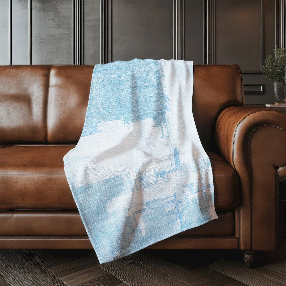 Premium Machine Washable ASB624 Sky 50" x 70" Sherpa Throw Blanket. Picture 4