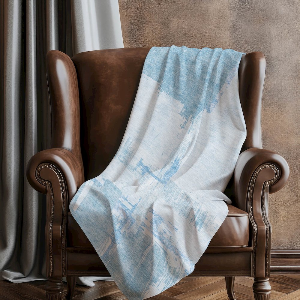 Premium Machine Washable ASB624 Sky 50" x 70" Sherpa Throw Blanket. Picture 5