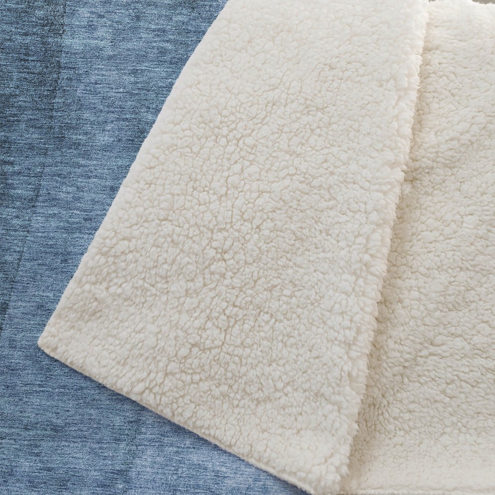 Premium Machine Washable ASB625 Blue 50" x 70" Sherpa Throw Blanket. Picture 2