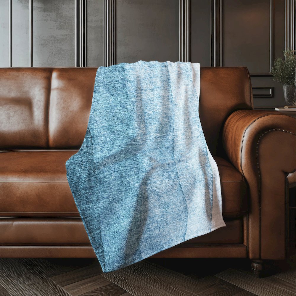 Premium Machine Washable ASB625 Blue 50" x 70" Sherpa Throw Blanket. Picture 4