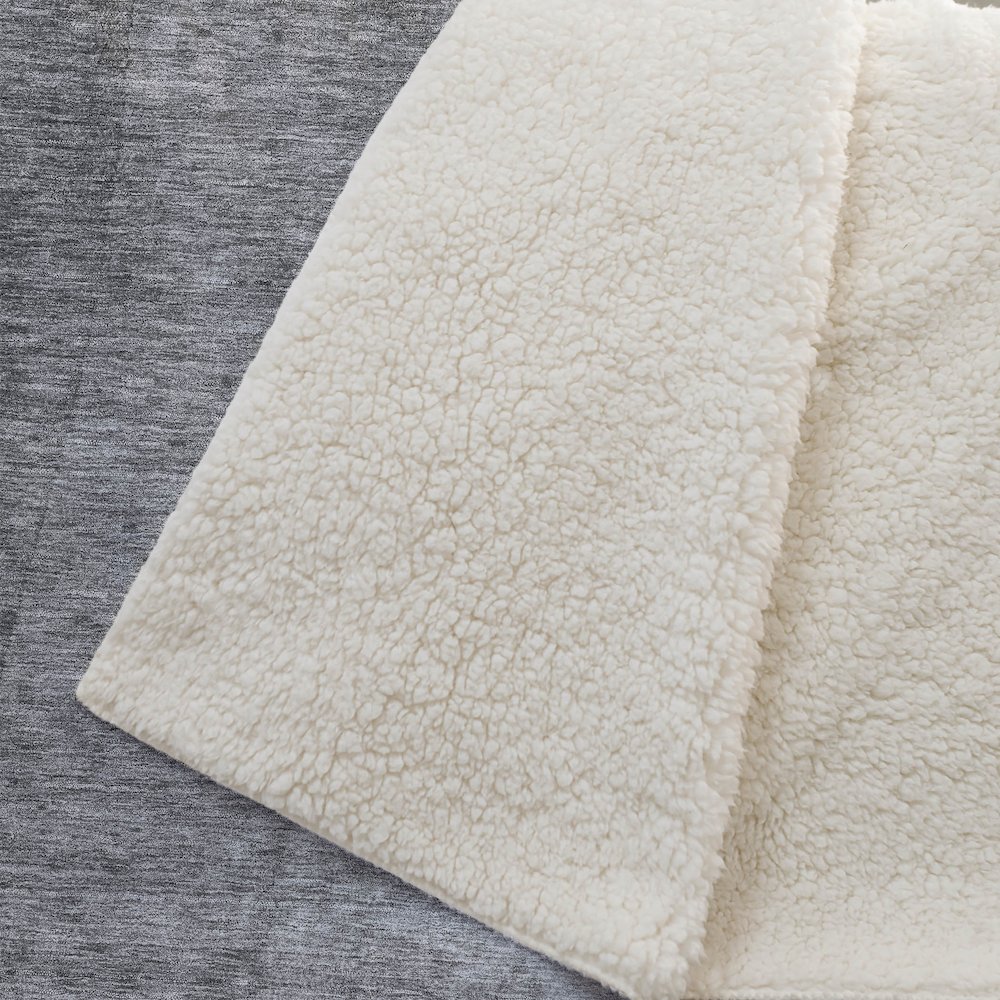 Premium Machine Washable ASB625 Gray 50" x 70" Sherpa Throw Blanket. Picture 2