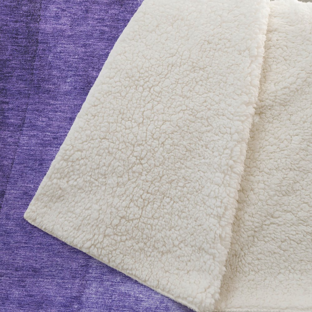 Premium Machine Washable ASB625 Purple 50" x 70" Sherpa Throw Blanket. Picture 2