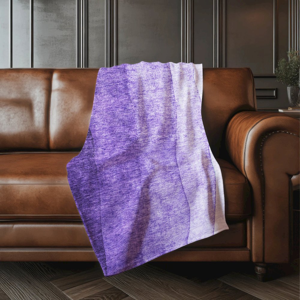 Premium Machine Washable ASB625 Purple 50" x 70" Sherpa Throw Blanket. Picture 4