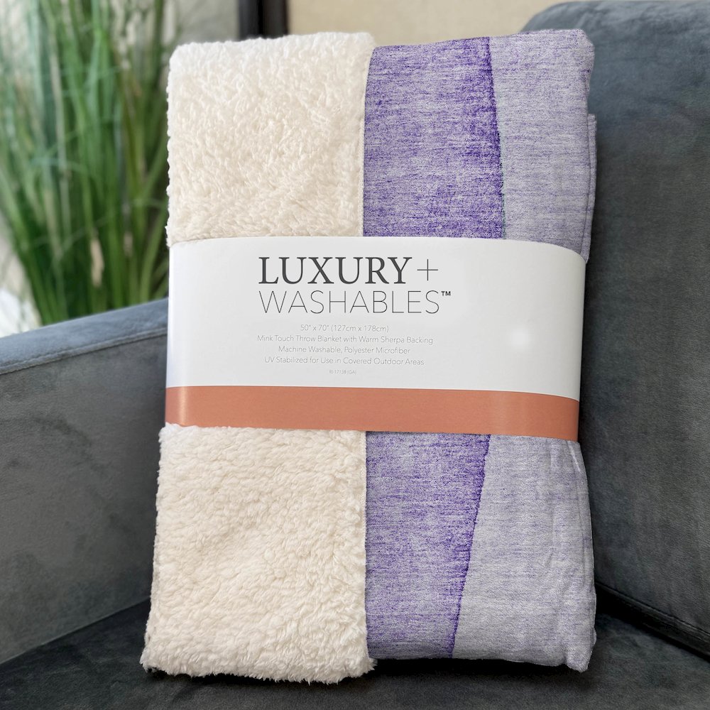 Premium Machine Washable ASB625 Purple 50" x 70" Sherpa Throw Blanket. Picture 3