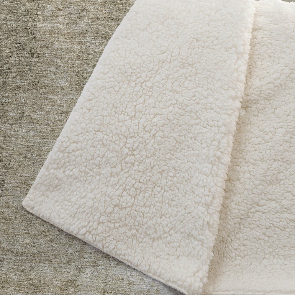 Premium Machine Washable ASB625 Taupe 50" x 70" Sherpa Throw Blanket. Picture 2