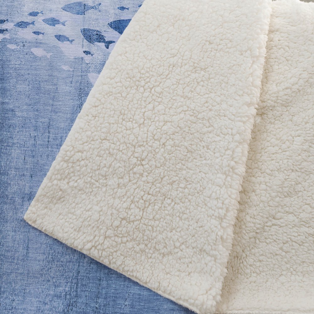 Premium Machine Washable ASB627 Blue 50" x 70" Sherpa Throw Blanket. Picture 2