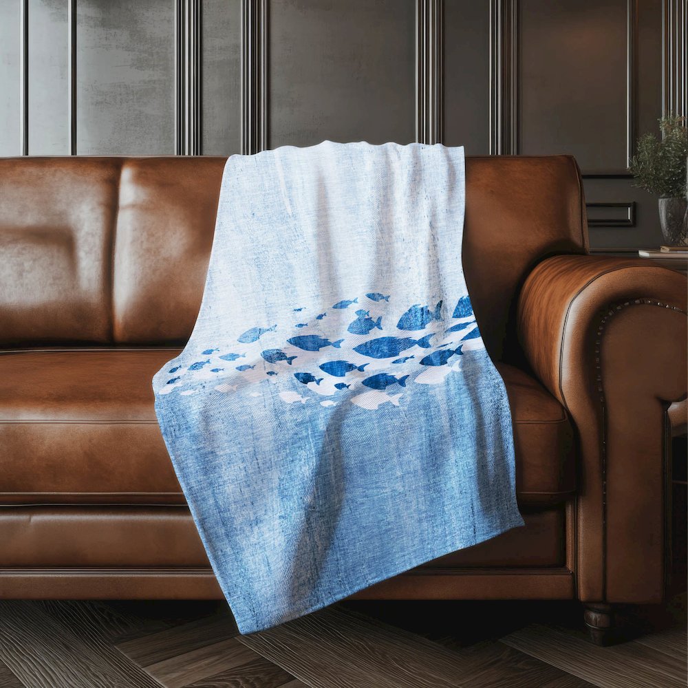 Premium Machine Washable ASB627 Blue 50" x 70" Sherpa Throw Blanket. Picture 4