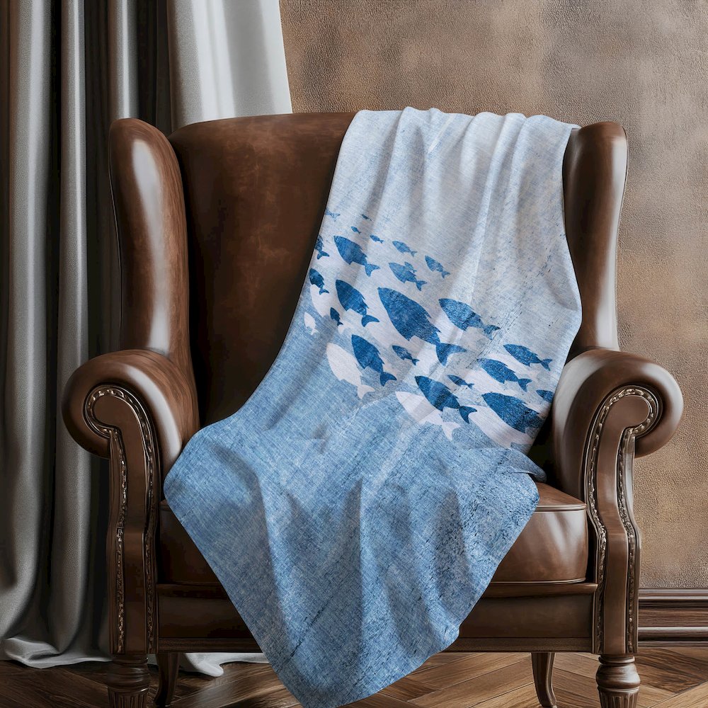 Premium Machine Washable ASB627 Blue 50" x 70" Sherpa Throw Blanket. Picture 5