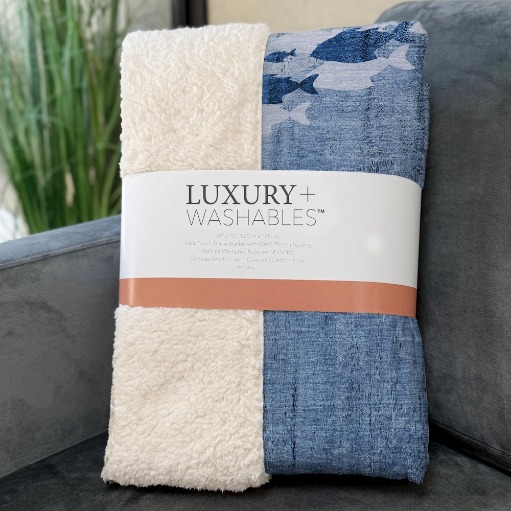Premium Machine Washable ASB627 Blue 50" x 70" Sherpa Throw Blanket. Picture 3