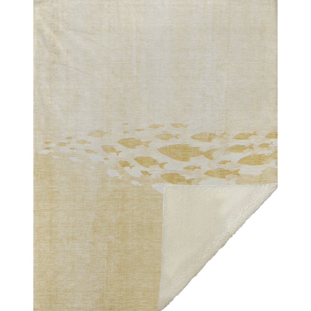 Premium Machine Washable ASB627 Gold 50" x 70" Sherpa Throw Blanket. Picture 1