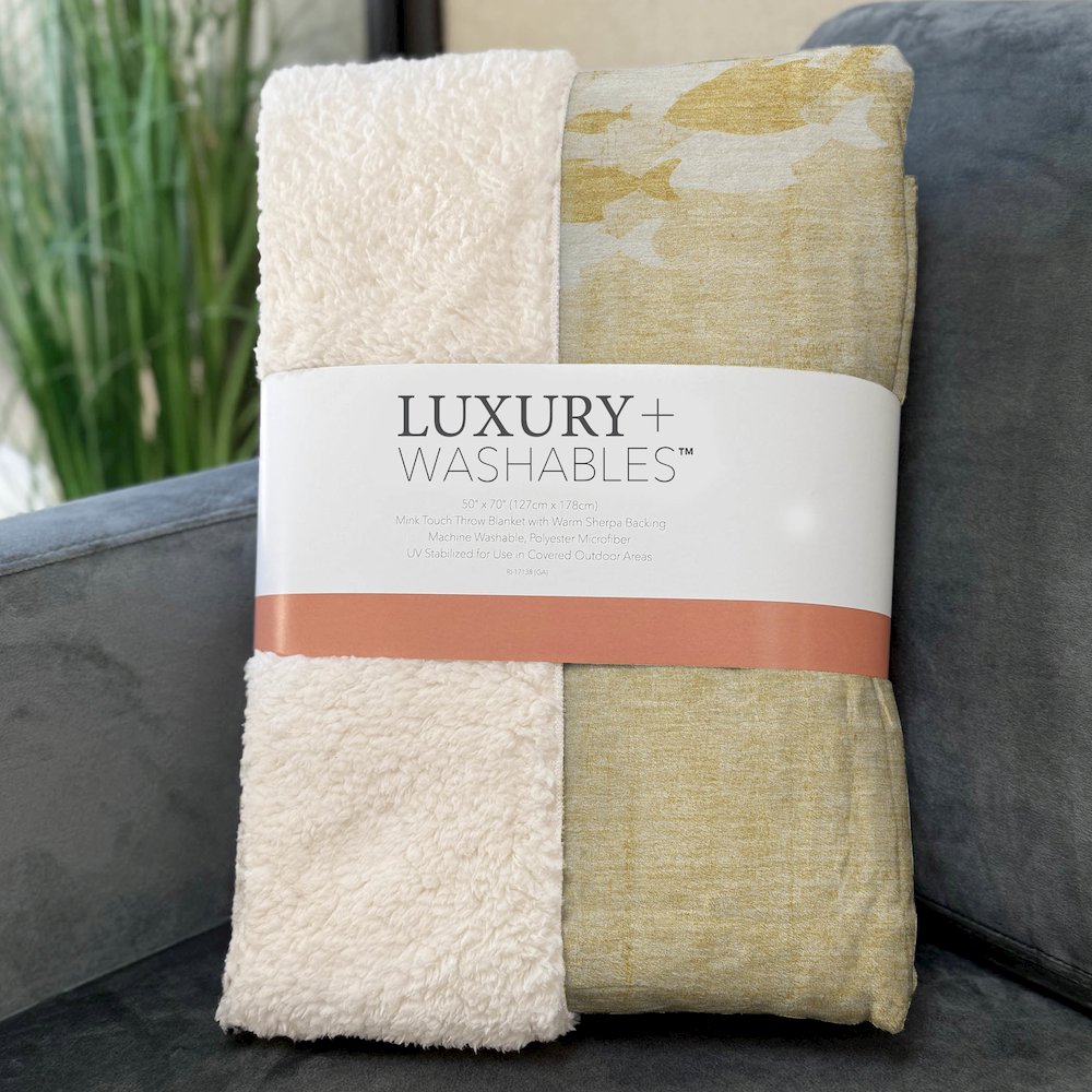 Premium Machine Washable ASB627 Gold 50" x 70" Sherpa Throw Blanket. Picture 3