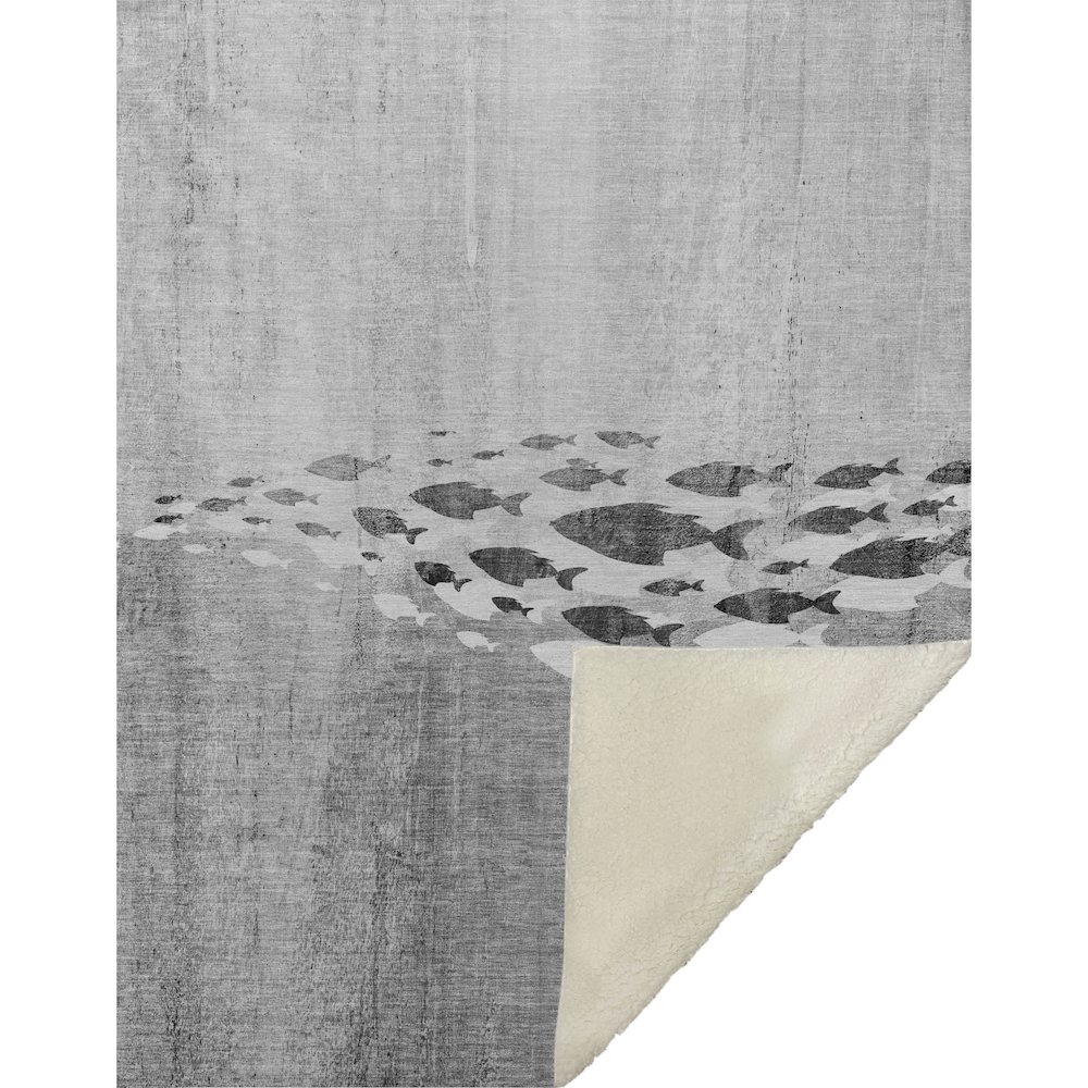 Premium Machine Washable ASB627 Gray 50" x 70" Sherpa Throw Blanket. Picture 1