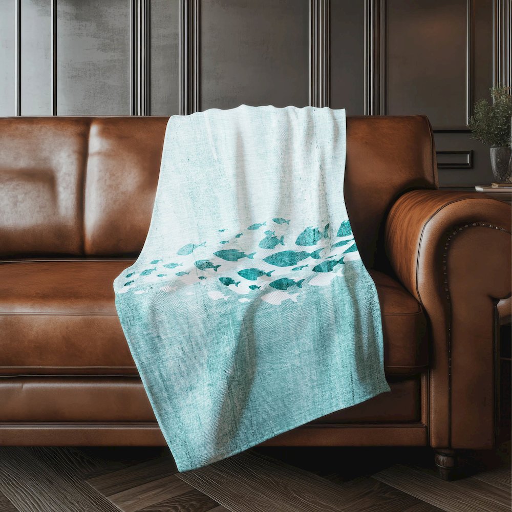 Premium Machine Washable ASB627 Teal 50" x 70" Sherpa Throw Blanket. Picture 4