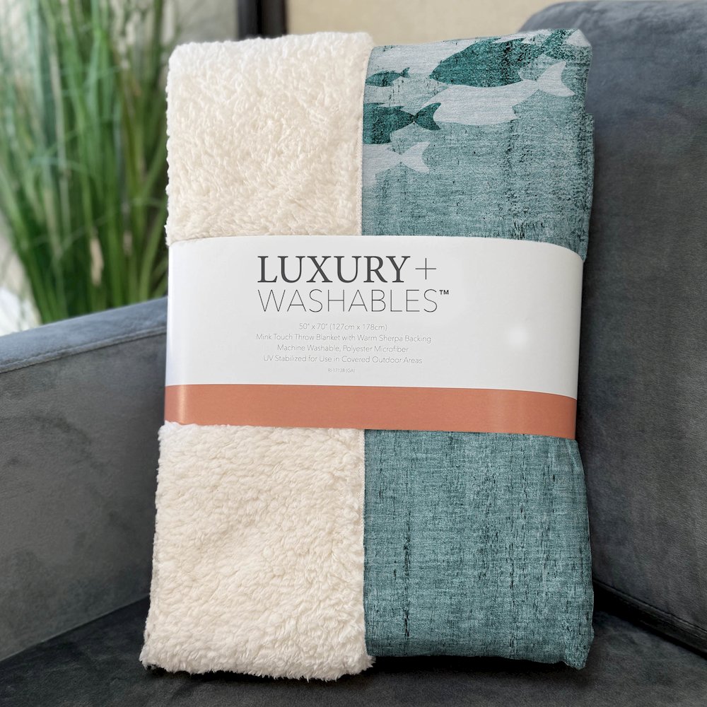 Premium Machine Washable ASB627 Teal 50" x 70" Sherpa Throw Blanket. Picture 3