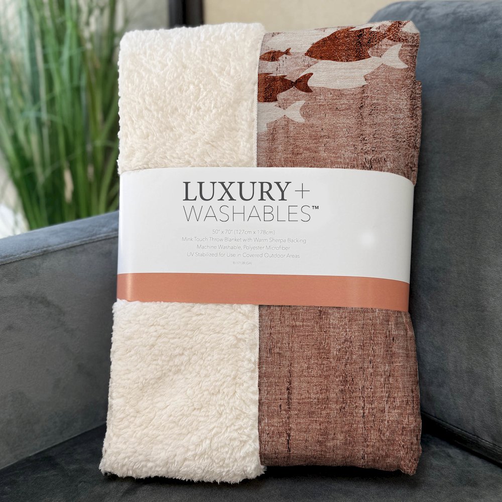 Premium Machine Washable ASB627 Terracotta 50" x 70" Sherpa Throw Blanket. Picture 3