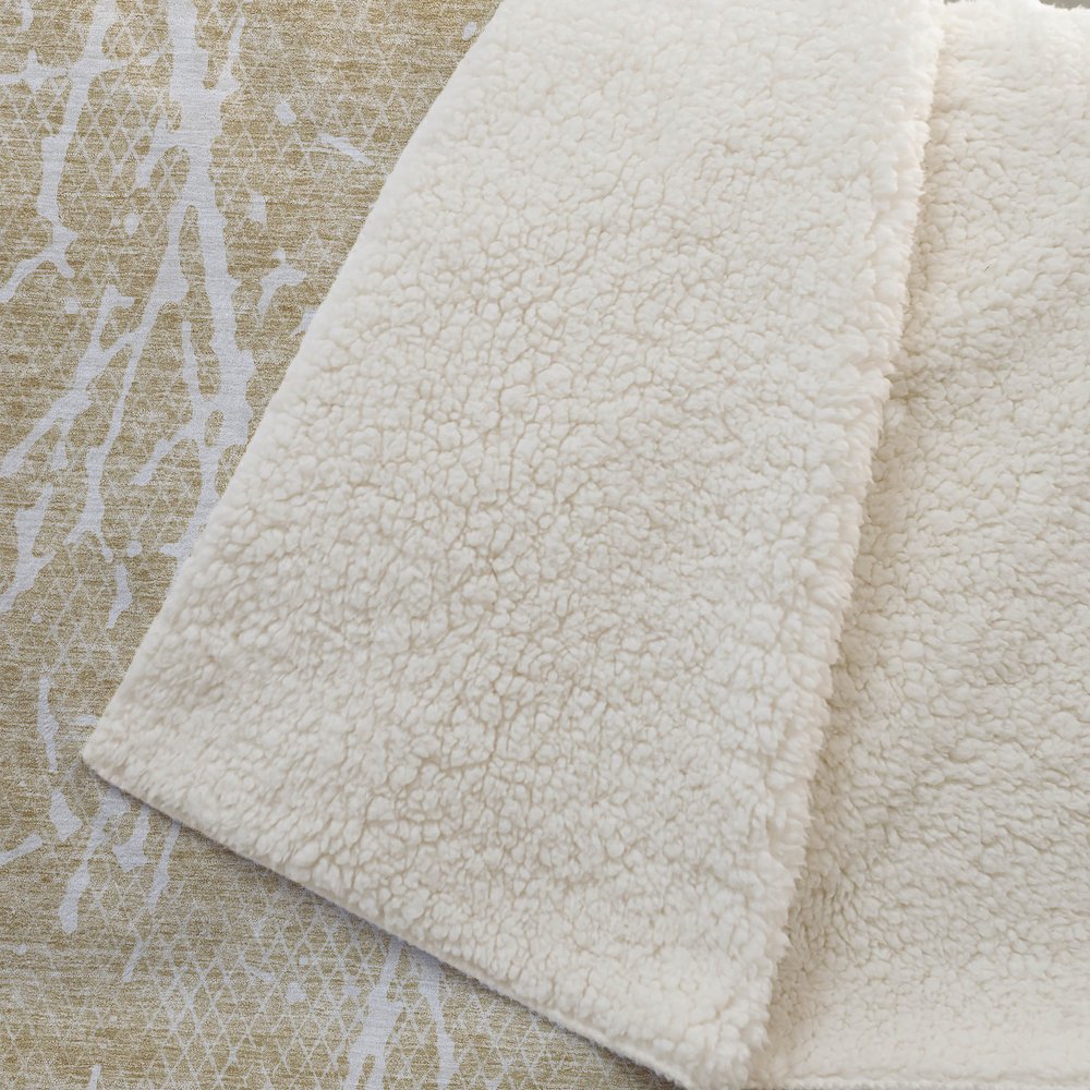 Premium Machine Washable ASB628 Beige 50" x 70" Sherpa Throw Blanket. Picture 2