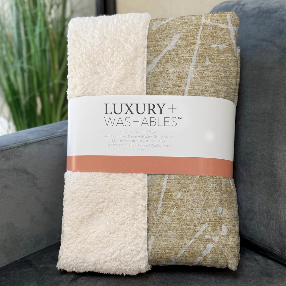 Premium Machine Washable ASB628 Beige 50" x 70" Sherpa Throw Blanket. Picture 3